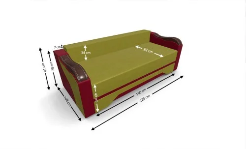 Canapea Extensibilă Bianca, Verde masliniu/Rosu