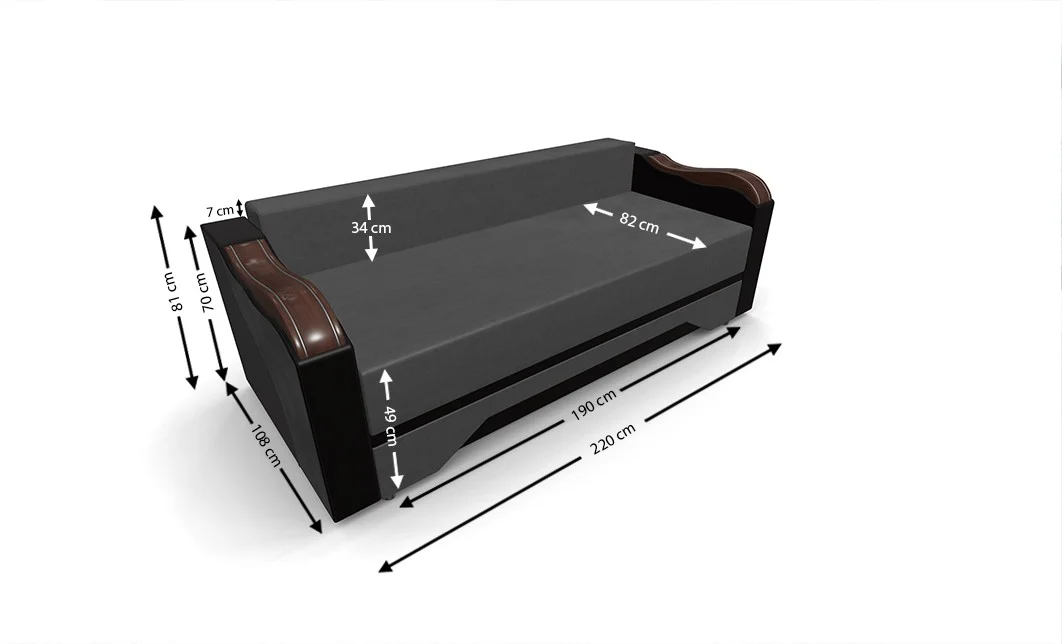 Canapea Extensibilă Bianca, Gri inchis 3