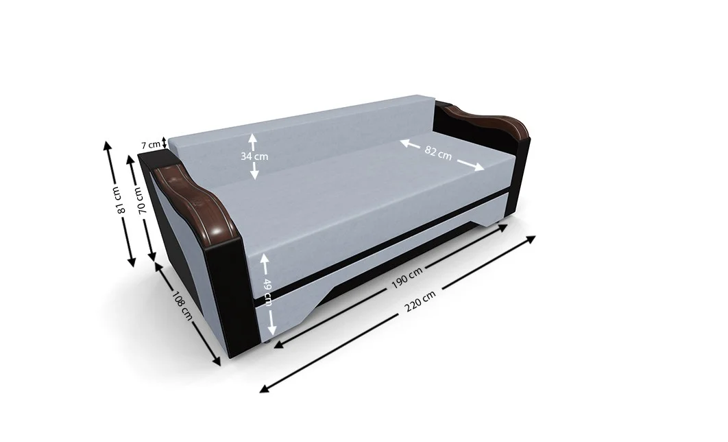 Canapea Extensibilă Bianca, Argintiu 3