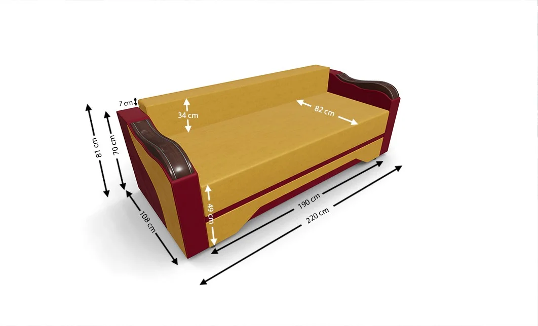 Canapea Extensibilă  Bianca Galben/Rosu - Fresh 37 Fresh 8 3