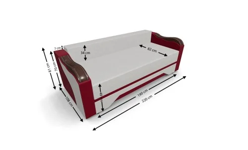 Canapea Extensibilă Bianca, Bej, rosu
