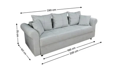 Canapea Extensibilă Elsa Bonell Max Gri Deschis - Lemon 06