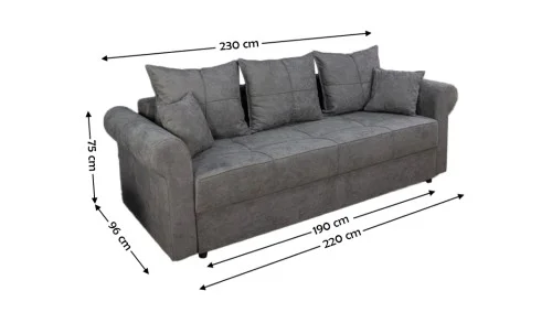 Canapea Extensibilă Elsa Bonell Mini, Gri inchis