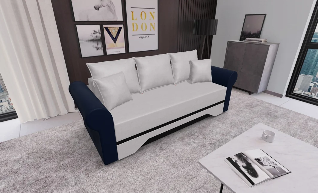 Canapea Extensibilă Mona Bonell Mini, Crem/Albastru inchis 2