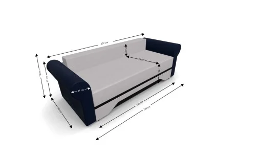 Canapea Extensibilă Mona Bonell Mini, Crem/Albastru inchis