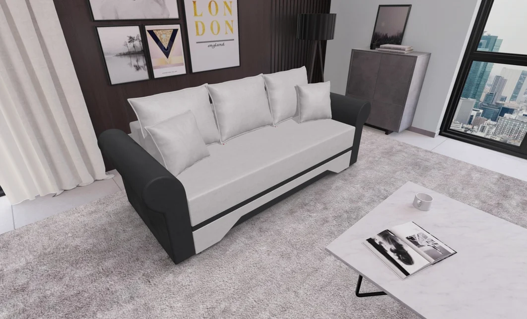 Canapea Extensibilă Mona Bonell Mini, Crem/Gri carbune 2