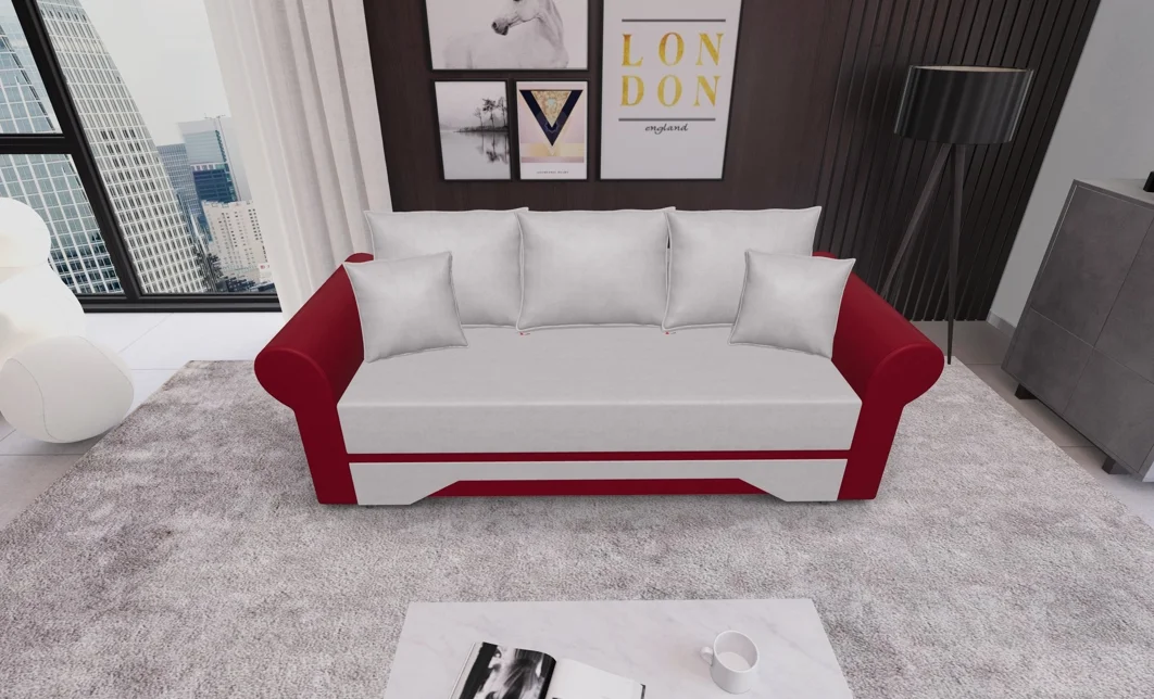 Canapea Extensibilă Mona Bonell Mini, Crem/Rosu