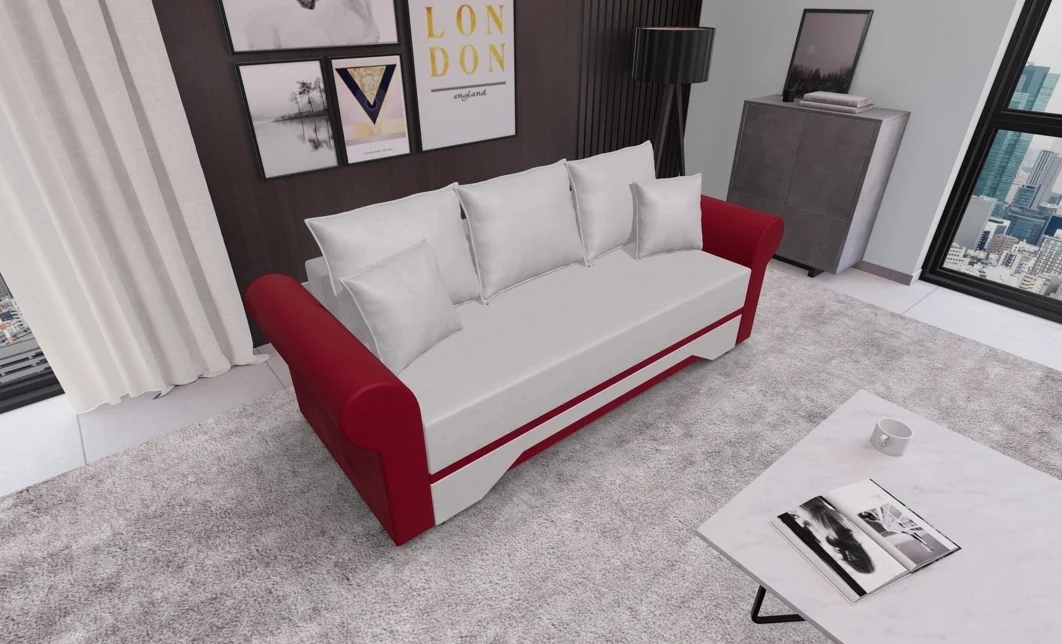 Canapea Extensibilă Mona Bonell Mini, Crem/Rosu 2
