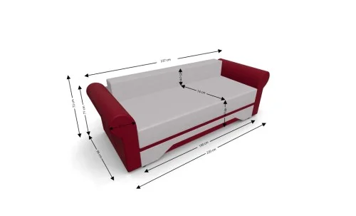 Canapea Extensibilă Mona Bonell Mini, Crem/Rosu