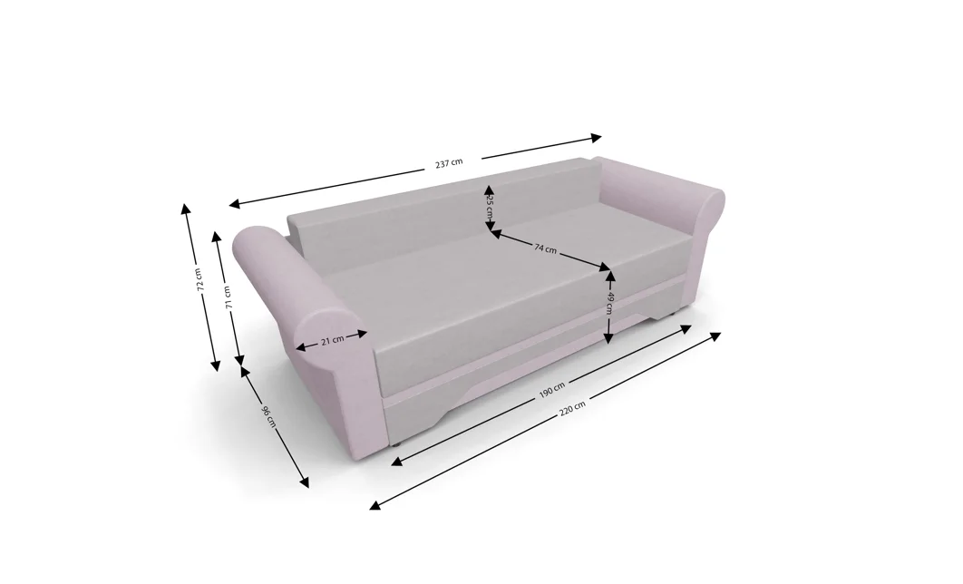 Canapea Extensibilă Mona Bonell Mini, Crem/Violet 5
