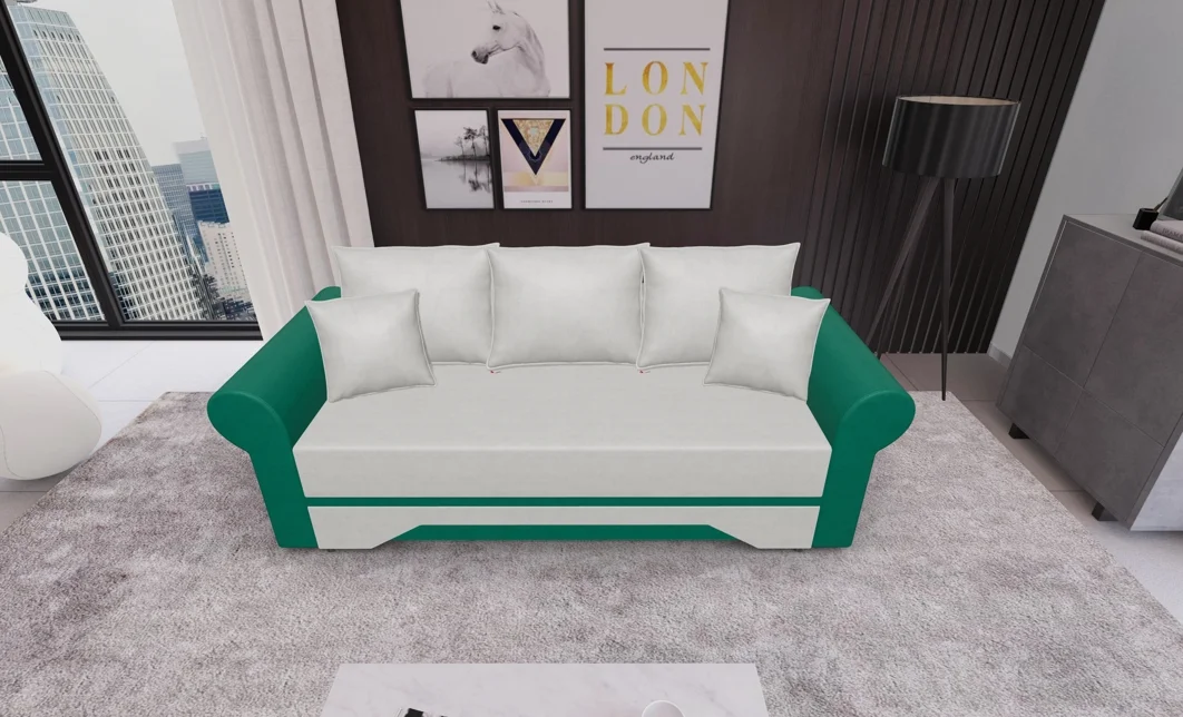 Canapea Extensibilă Mona Bonell Mini, Bej deschis/Verde