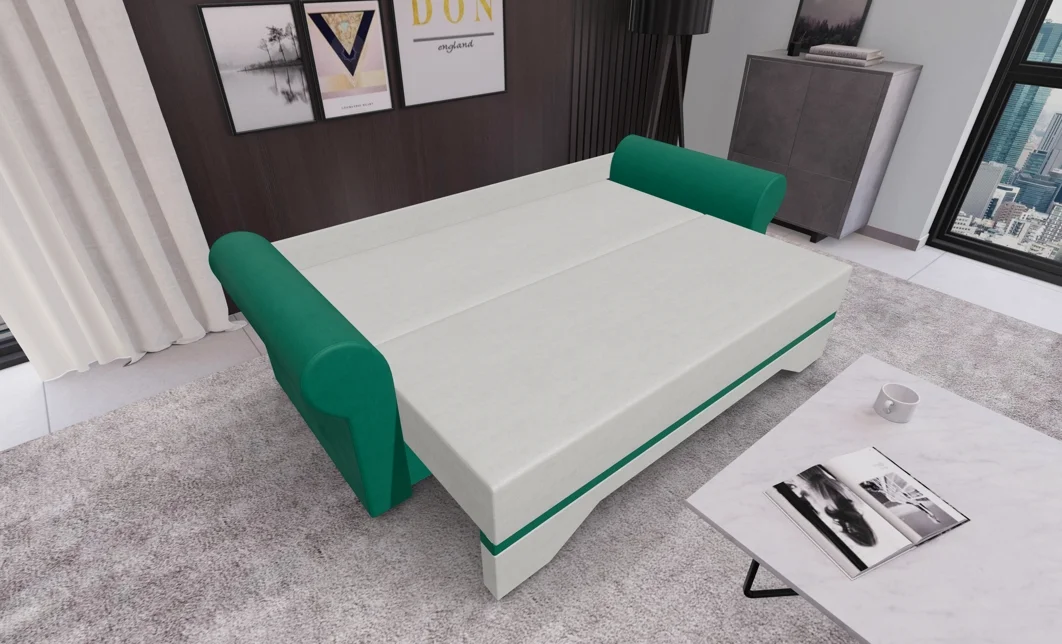 Canapea Extensibilă Mona Bonell Mini, Bej deschis/Verde 3