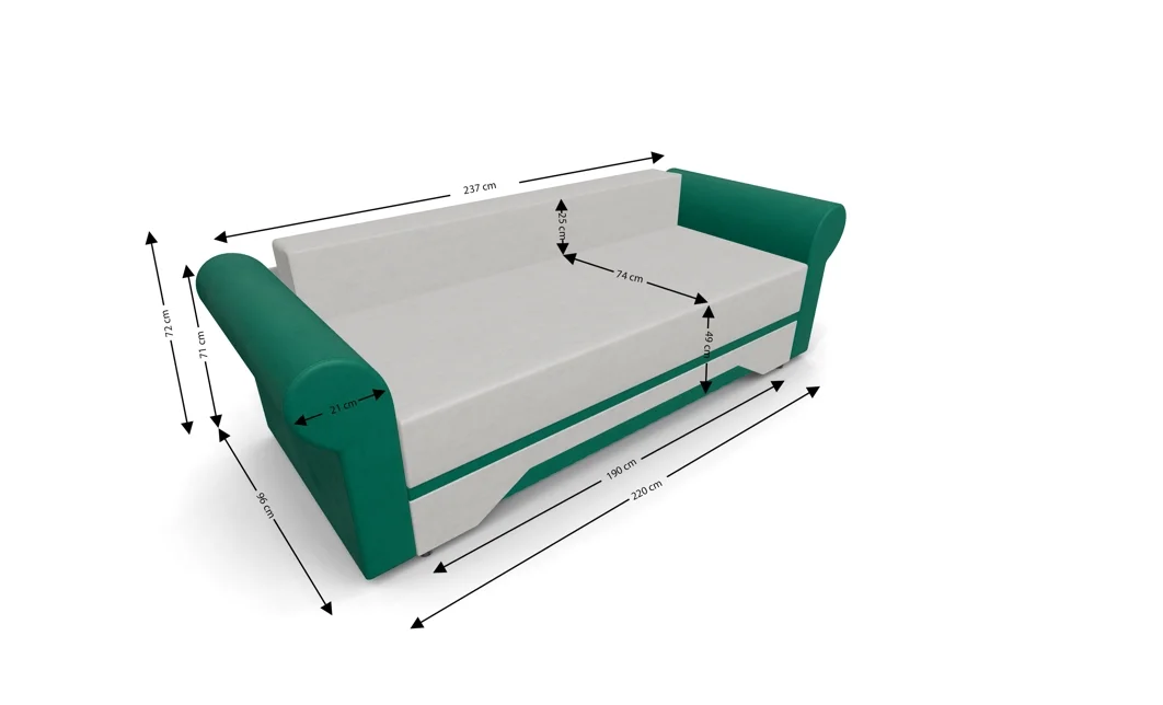 Canapea Extensibilă Mona Bonell Mini, Bej deschis/Verde 5