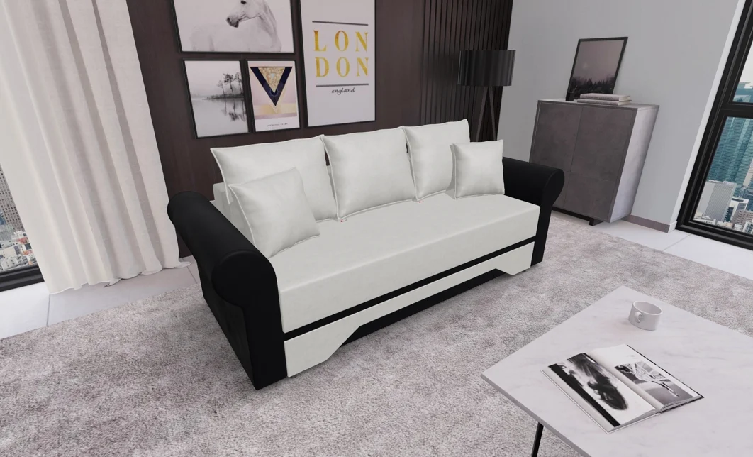 Canapea Extensibilă Mona Bonell Mini, Bej deschis/Negru  2