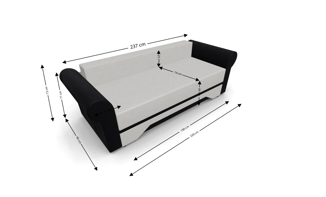 Canapea Extensibilă Mona Bonell Mini, Bej deschis/Negru  5