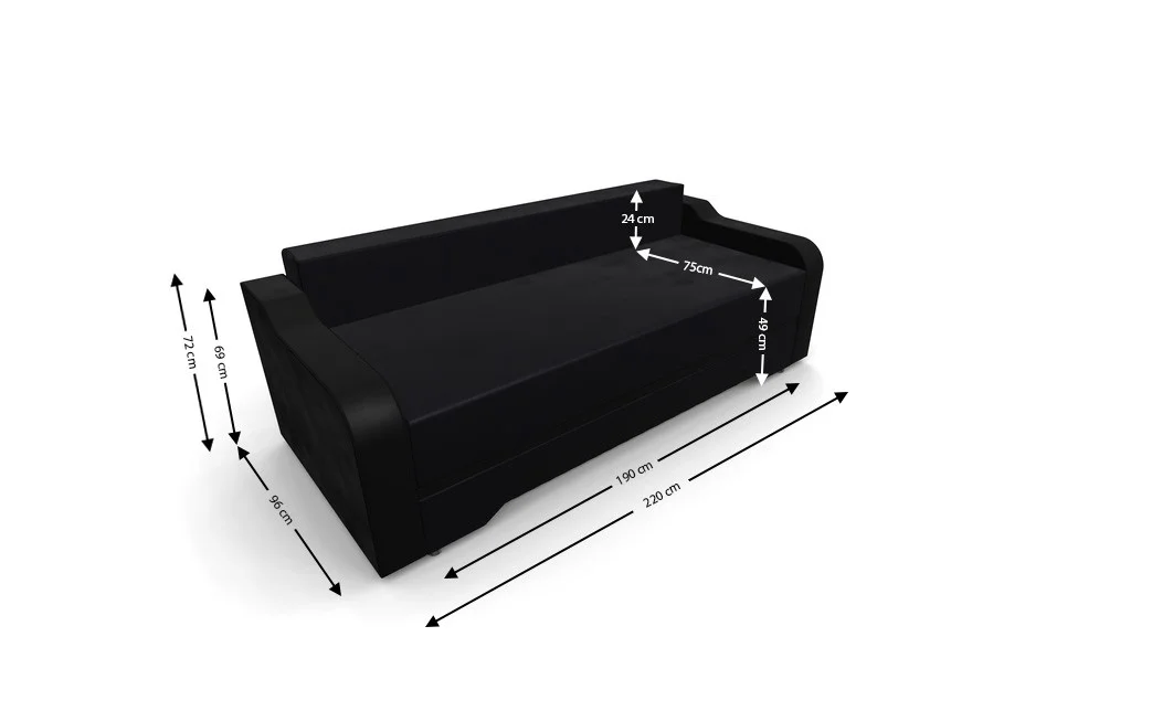 Canapea Extensibila Royal Mini, Negru 4