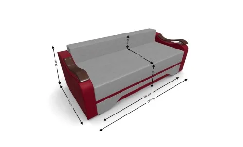 Canapea Extensibila Sally Mini, Gri/Rosu