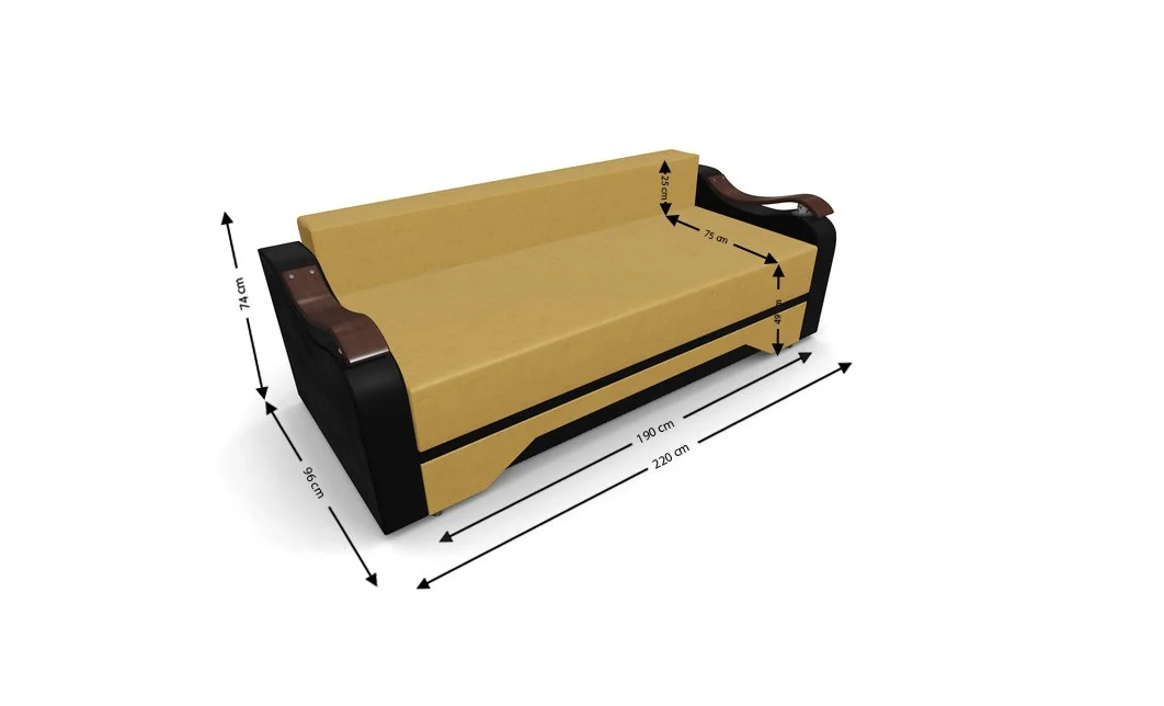 Canapea Extensibila Sally Mini, Mustar/Negru 4