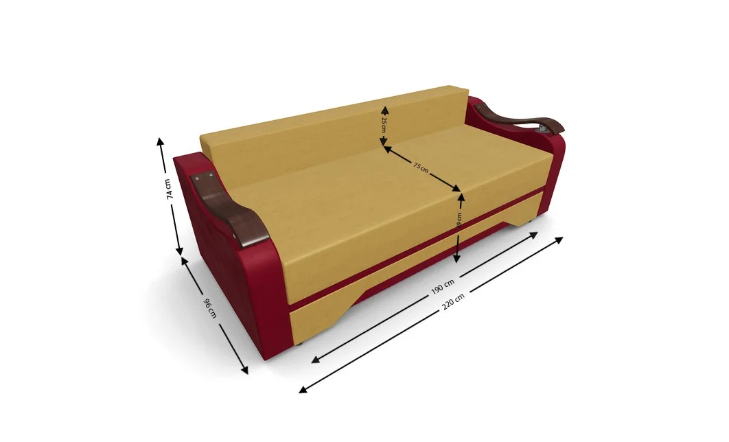 Canapea Extensibila Sally Mini, Mustar/Rosu 4