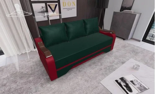 Canapea Extensibila Sally Mini, Verde/Rosu