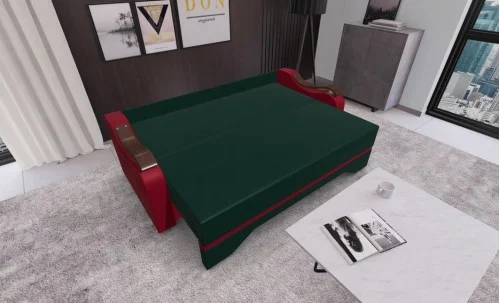 Canapea Extensibila Sally Mini, Verde/Rosu