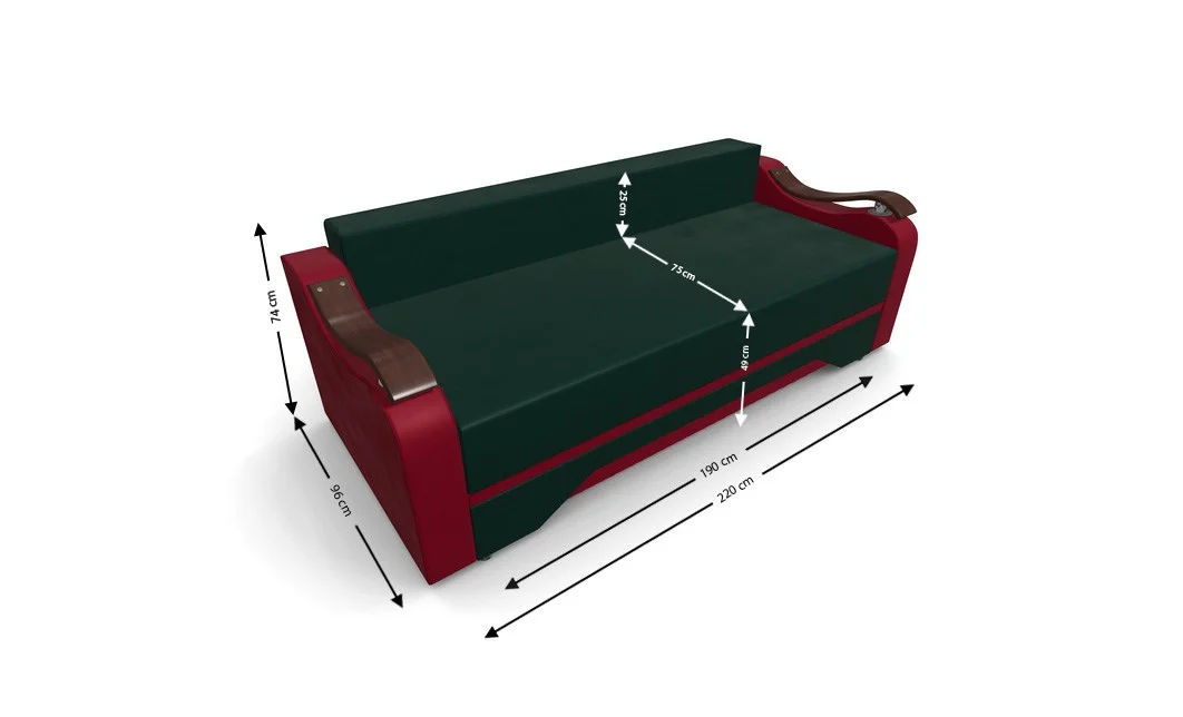 Canapea Extensibila Sally Mini, Verde/Rosu 4