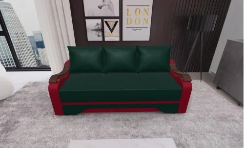 Canapea Extensibila Sally Mini, Verde/Rosu