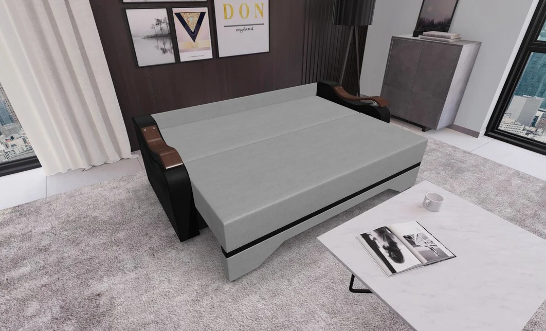 Canapea Extensibila Sally Mini, Gri deschis/Negru 3