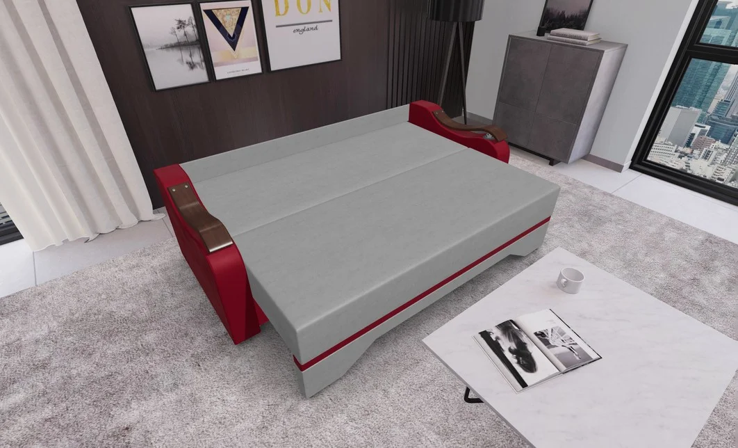 Canapea Extensibila Sally Mini, Gri deschis/Rosu 3