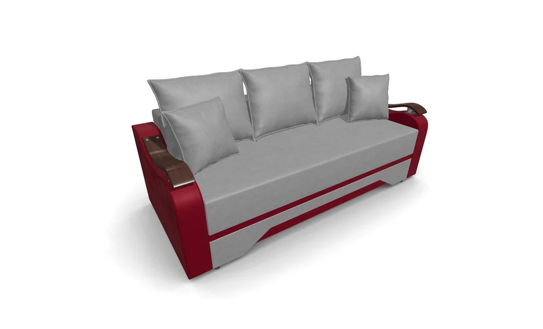 Canapea Extensibila Sally Mini, Gri deschis/Rosu 6