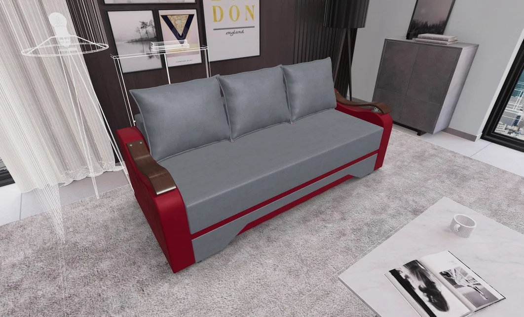 Canapea Extensibila Sally Mini, Gri antracit/Rosu 3