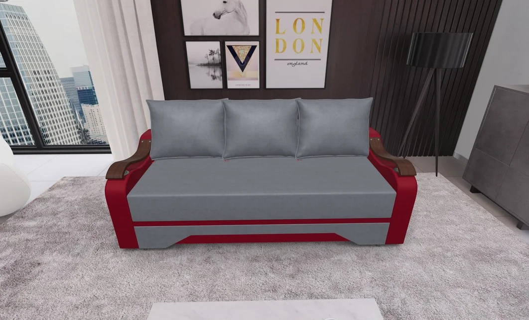 Canapea Extensibila Sally Mini, Gri antracit/Rosu