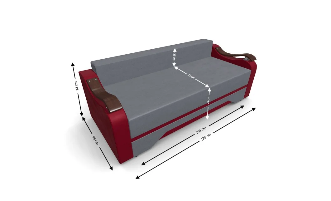 Canapea Extensibila Sally Mini, Gri antracit/Rosu 5