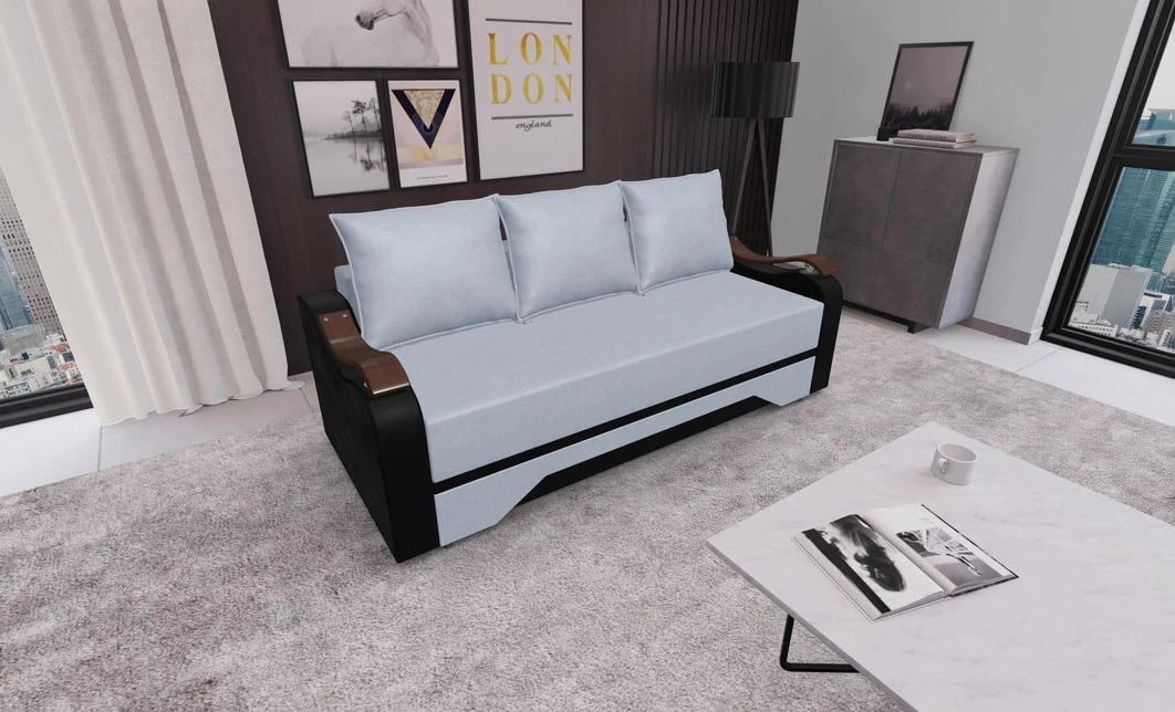 Canapea Extensibila Sally Mini, Argintiu/Negru 3