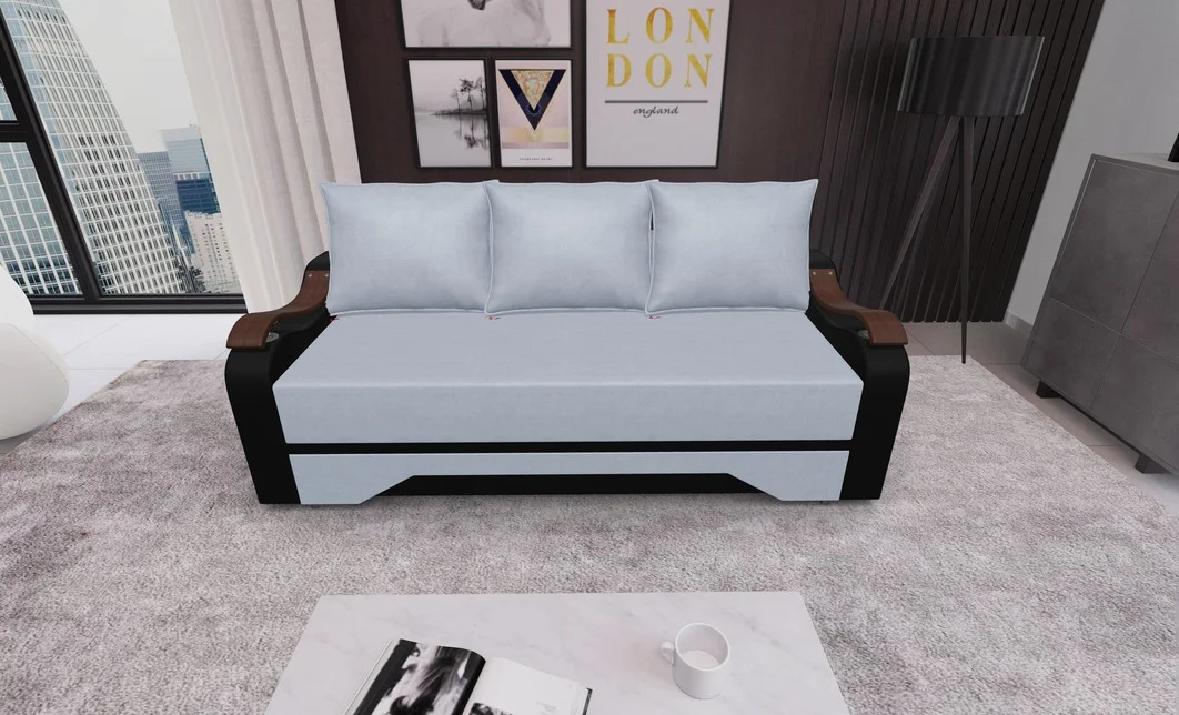 Canapea Extensibila Sally Mini, Argintiu/Negru