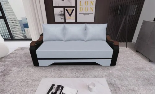 Canapea Extensibila Sally Mini, Argintiu/Negru