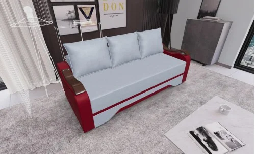 Canapea Extensibila Sally Mini, Argintiu/Rosu