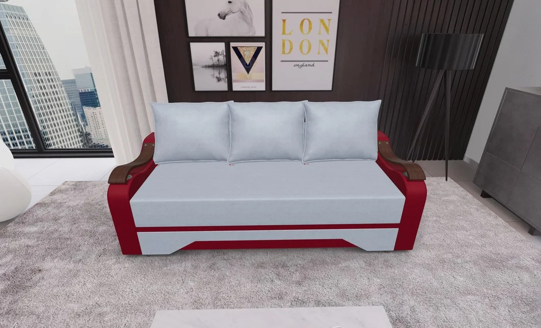 Canapea Extensibila Sally Mini, Argintiu/Rosu 1