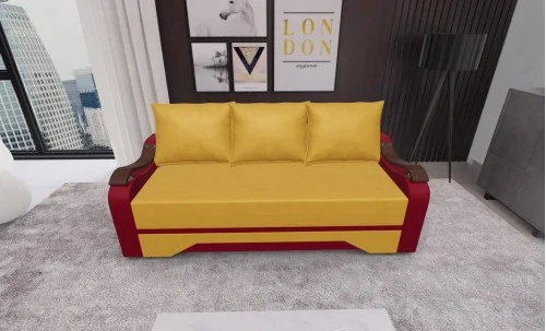 Canapea Extensibila Sally Mini, Galben/Rosu