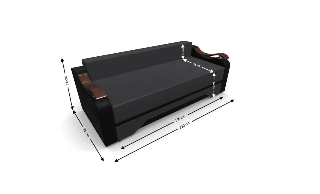 Canapea Extensibila Sally Mini, Gri carbune/Negru 3