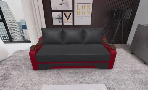 Canapea Extensibila Sally Mini, Gri carbune/Rosu