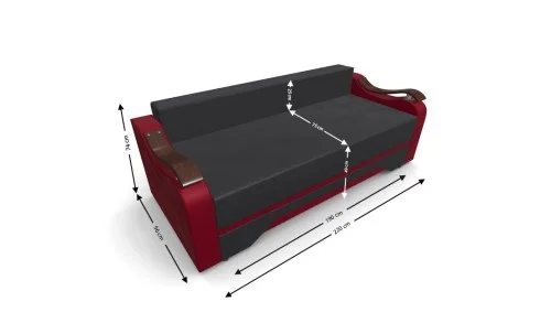 Canapea Extensibila Sally Mini, Gri carbune/Rosu