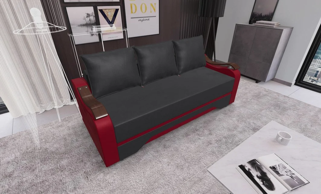 Canapea Extensibila Sally Mini, Gri carbune/Rosu 2