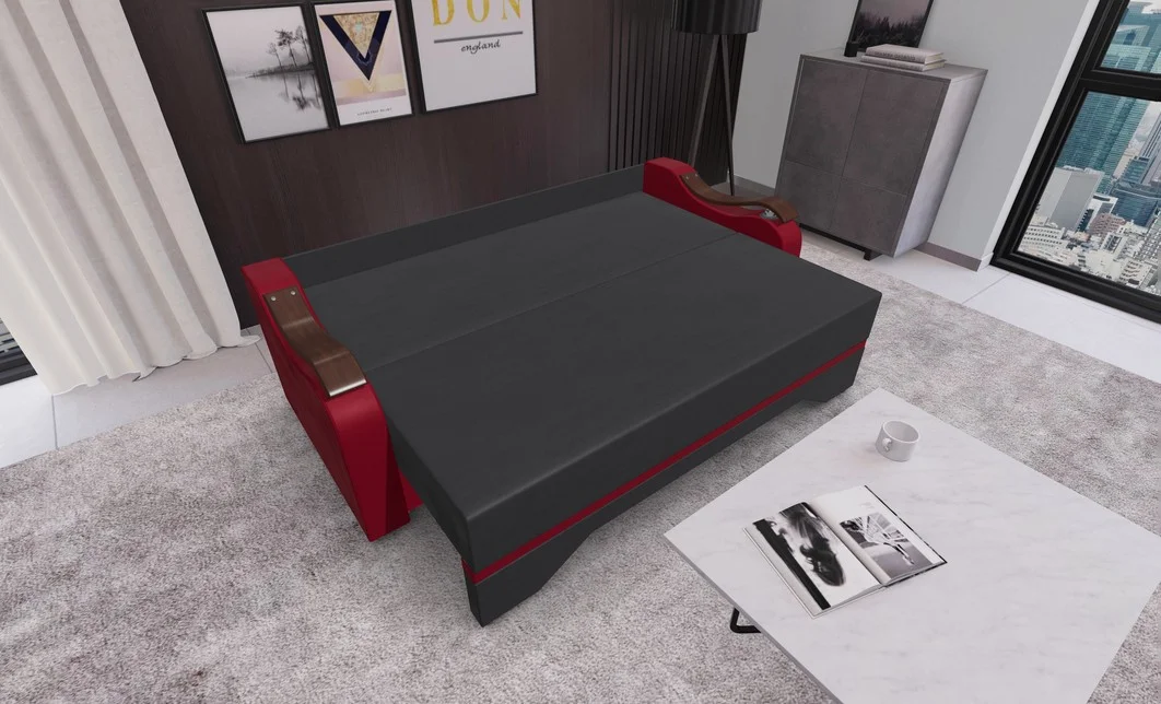 Canapea Extensibila Sally Mini, Gri carbune/Rosu 3