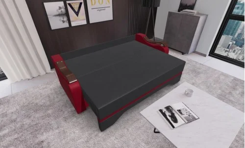 Canapea Extensibila Sally Mini, Gri carbune/Rosu