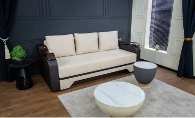 Canapea Extensibilă Sally Memory Mini, Bej - Lemon 08