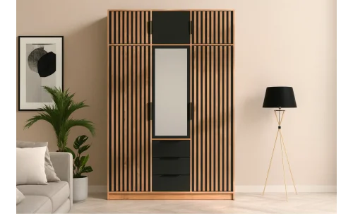 Dulap Bali Lux 3 Usi cu Riflaj și Suprapozabil