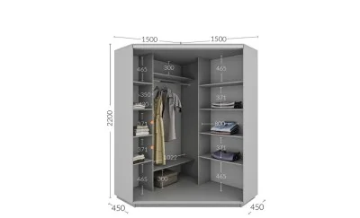 Dulap de Colt Personalizat Oglinda/Gray Craft Oak, 150 x 150