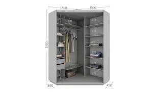 Dulap Personalizat de Colt Oglinda/Alb, 150 x 150