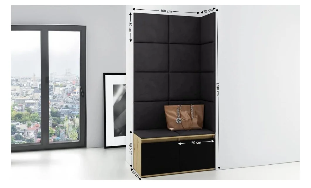 Cuier Hol Max 2, Artisan/ Negru - Trinity 16 1